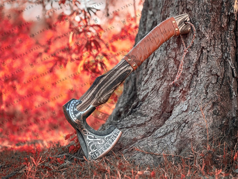 Benutzerdefinierte Smith Carbon Steel Wikinger Axt, personalisiertes Jubiläumsgeschenk für Ihn, Geburtstags und Hochzeitsgeschenk, handgeschmiedet, beste Ragnar-Axt-Äxte 1 valknut axe