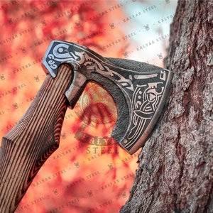 Custom Smith Carbon Steel Viking Axe Personalized Anniversary Gift For Him, Birthday & Wedding Gift, Hand Forged, Best Ragnar Axe Axes image 9