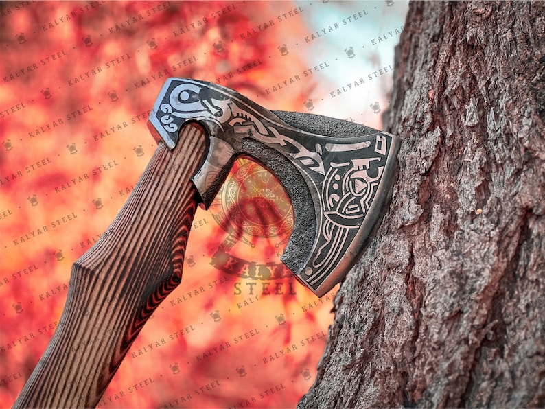Custom Smith Carbon Steel Viking Axe Personalized Anniversary Gift For Him, Birthday & Wedding Gift, Hand Forged, Best Ragnar Axe Axes image 9