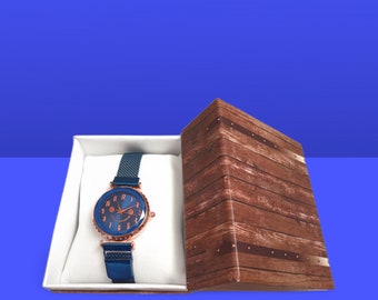 Stijlvol damespolshorloge | Blauw, elegant blauw polshorloge voor vrouwen, stijlvolle horlogearmband, fashionista horloge, cadeau voor haar, dameshorloge