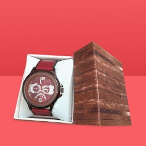 Sports Men Wrist Watch | Red, Men&#39;s Chronograph Wrist Watch, Red Sports Watch,Adjustable Strap, Gift for Sport Enthusiast