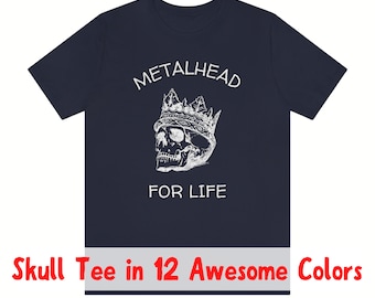 Metalhead Skull King-T-shirt: Heavy Metal-cadeau - Unisex rock-'n-roll-T-shirt
