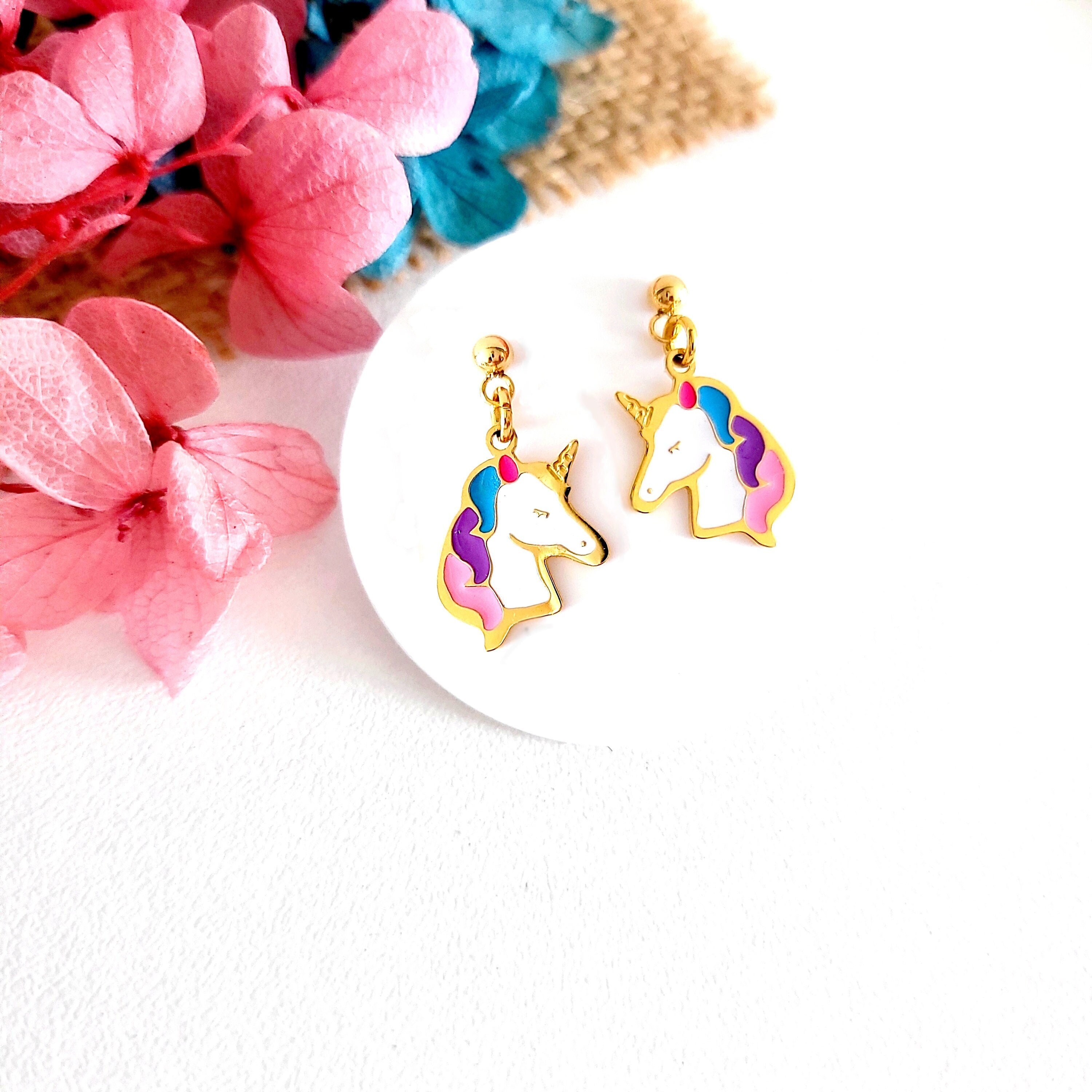 Unicorn dangle earrings, children's jewelry, unicorn jewelry gift for  little girl, daughter Christmas gift, niece gift