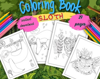 Sloth Coloring Pages for Girls and Boys 18 Cute Printable - Etsy