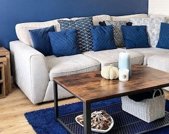 Industrial Coffee Table, Rustic Coffee Table, Rectangle Coffee Table, Coffee Table With Metal Legs, Living Room Coffee Table Furniture NEW