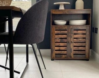 Mueble de baño rústico, mueble de cocina marrón oscuro, armario de almacenamiento rústico, aparador pequeño para salón, armario de almacenamiento estilo granja (NUEVO)