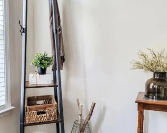Industrial Hall Tree, Metal Coat Rack Stand, Entryway Coat Tree, Bedroom Coat Tree, Small Coat Rack, Clothes Rack Tree With 3 Shelves, Metal