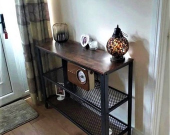Industrial Console Table, Metal Hall Table, Living Room Console Table, Large Shoe Rack, Metal Shoe Rack, Entryway Side Furniture Furniture