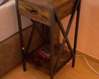 Industrial Side Table, Rustic End Table, Farmhouse Night Table, Country Bedside Table, Living Room Lamp Stand Table, Tall Side/End Table NEW