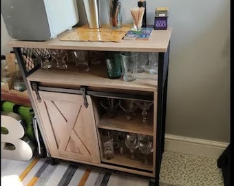 Farmhouse Kitchen Cabinet, Countryside Storage Cupboard, Rustic Sidedboard Toasted Oak, Industrial Cabinet With Barn Door, Living Room Unit