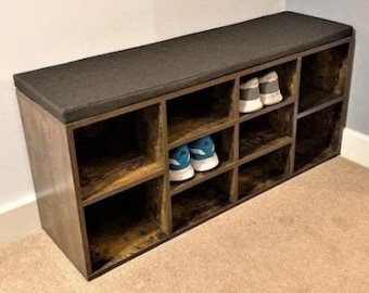 Rustic Shoe Storage Bench, Hallway Shoe Cabinet, Living Room Shoe Bench, Large Bed End Bench, Entryway Shoe Rack Bench, Shoe Organizer Bench