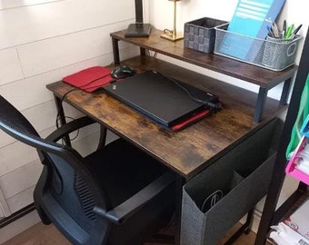 Industrial Computer Desk, Small Writing Desk, Office PC Desk, Kid's Computer Desk, Lap Top Desk With Storage Bag, Rustic Workstation Table