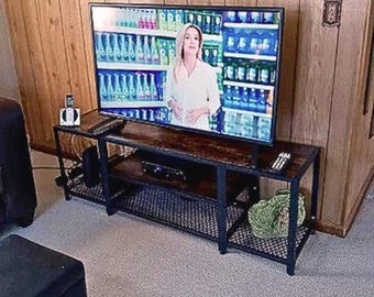 Industrial TV Unit, Metal TV Stand, Living Room TV Lowboard, Industrial Lowboard, Low Console Table, Sideboard With Media Storage Furniture