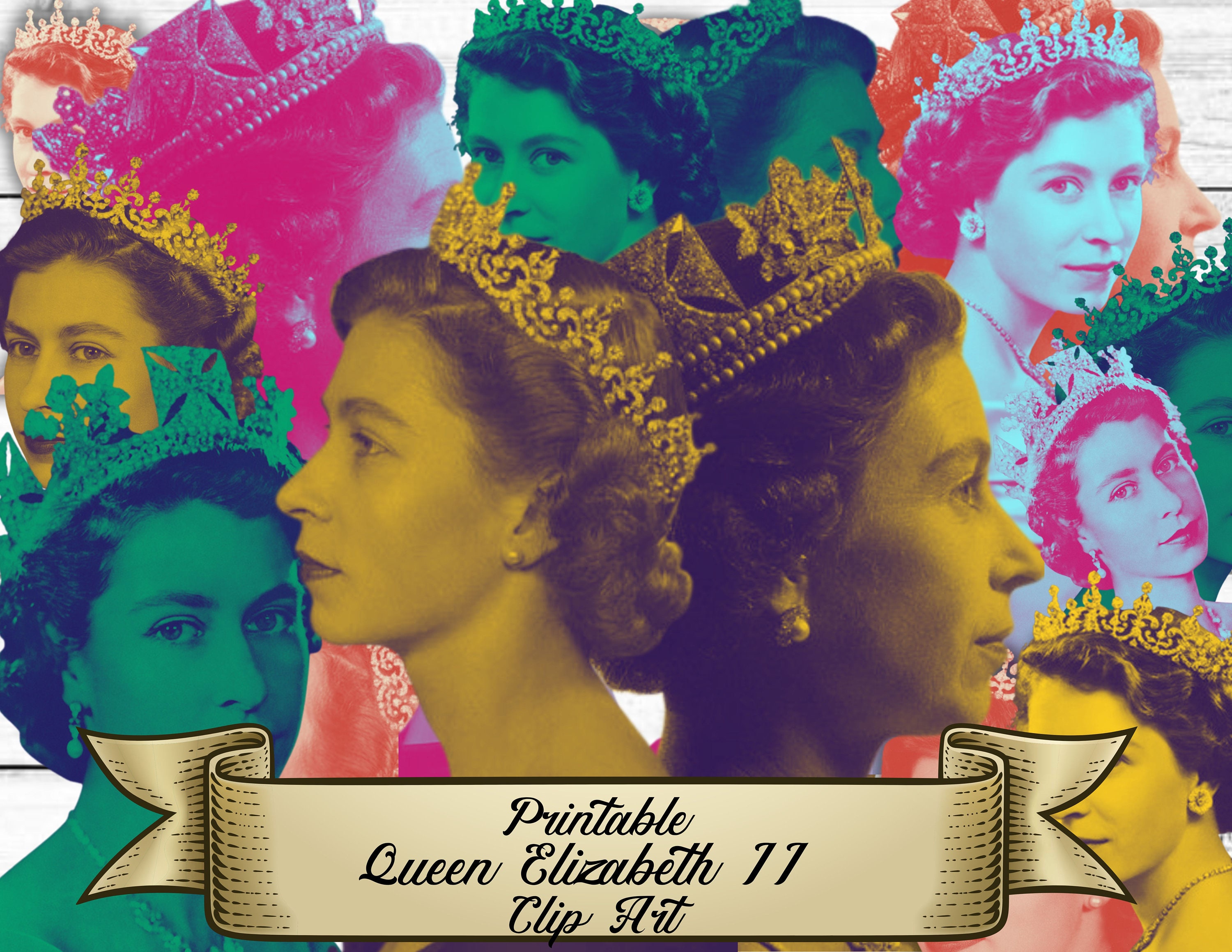Queen Elizabeth Clip Art Digital Queen Elizabeth Printable - Etsy