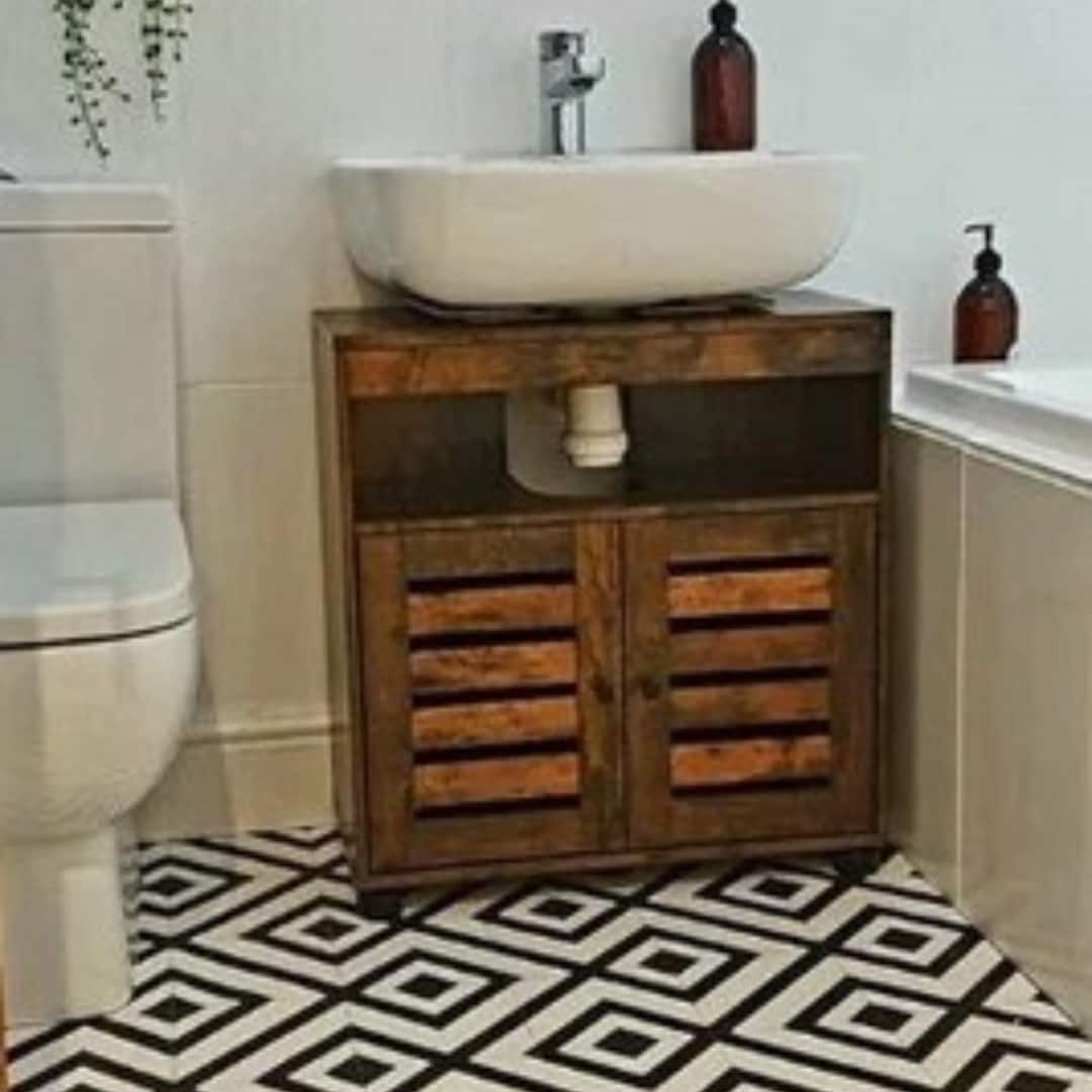 Rustic Bathroom Cabinet, Under Sink Bathroom Cabinet, Dark Brown Bathroom Vanity, Industiral ...