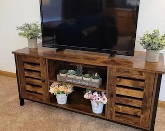 Industrial TV Stand, Retro TV Cabinet, Dark Brown TV Unit, HiFi Cabinet With Media Storage, Lowboard With Metal legs, Living Room Lowboard