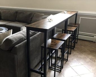 Industrial Bar Table, Kitchen Bar Table With Bar Stools, Rustic Dining Table, Dark Brown High Table, Industrial Kithcen Table Furniture NEW