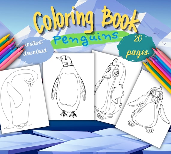 Printable Penguins Coloring Book Penguins Colouring Book - Etsy