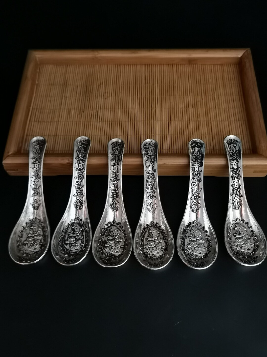 Chinese Hand Carved Tibetan Silver Flower Pattern Spoon Can Be - Etsy
