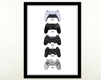 Pôster da Evolução do Controle do PlayStation, Presentes para Gamers, Arte de Parede Imprimível para Gamers de PlayStation, Pôster de Playstation, Impressão para Gamers, Videogame, Impressão de Jogos