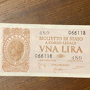 UNA LIRA - como nueva - billete estatal moneda de curso legal 1944 - serie 489