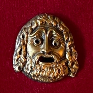 Theatrical tragic mask Hellenistic age - silver - vintage