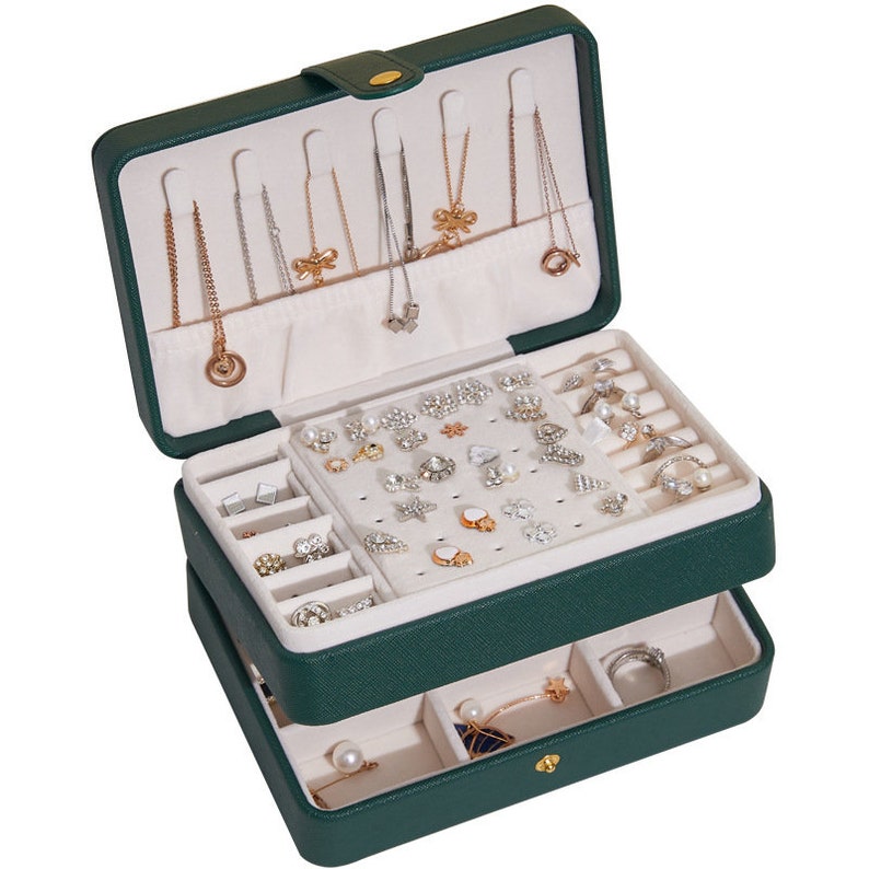 Jewellery Box-Jewelry Box-Jewelry Organizer-Jewellery Ring Box-Travel Case-Girls Box-Bridesmaid Gift-Three Layers-Hook Design-Large Capacity image 4