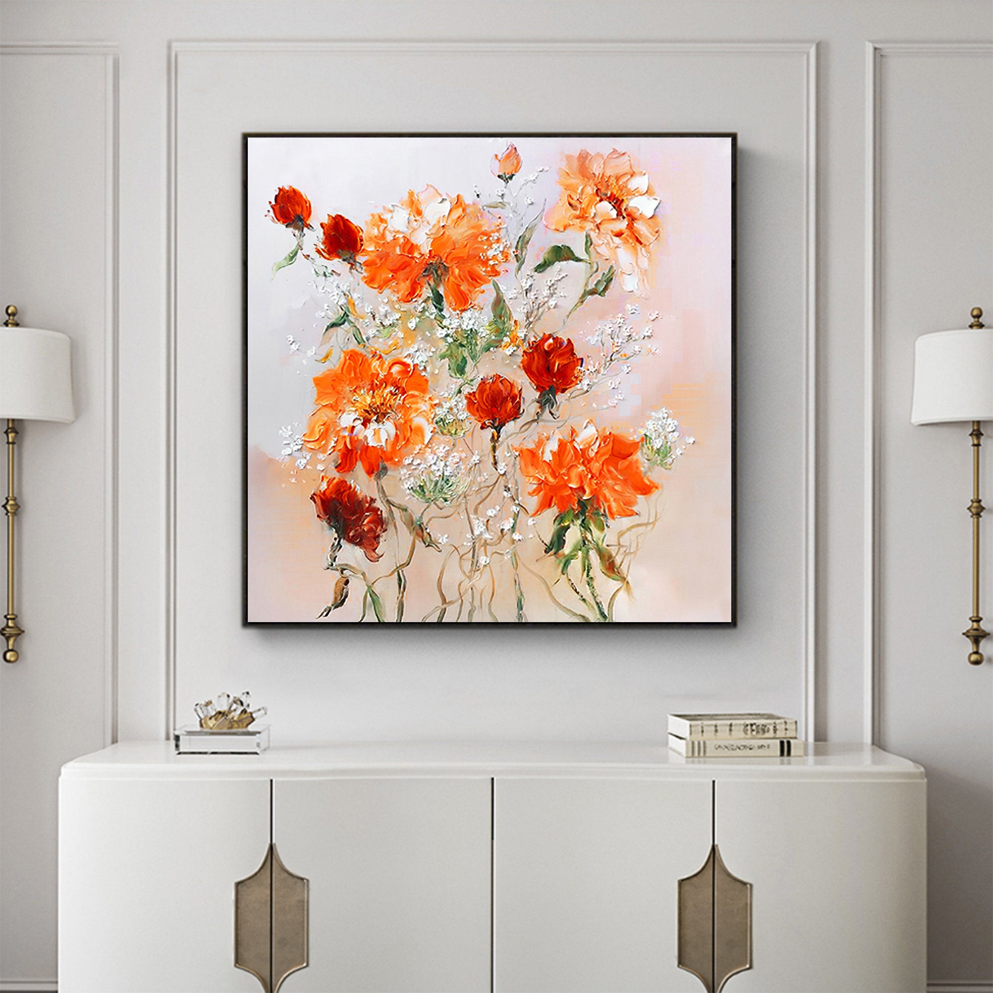 Large Abstract Floral Scenery Oil Painting on Canvasoriginal - Etsy