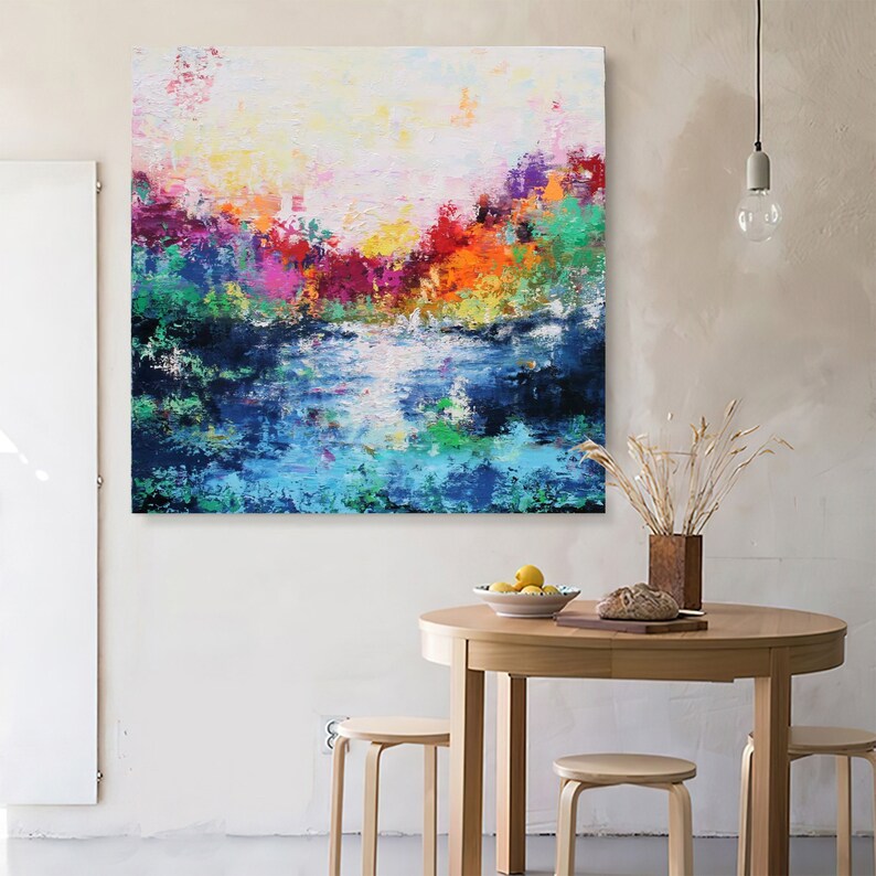 Large Colorful Textured Oil Painting on Canvas Abstract Etsy