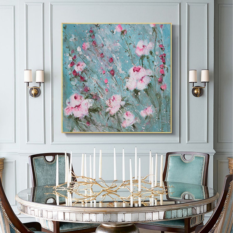 Large Abstract Blooming White Flower Oil Painting on Canvas Etsy