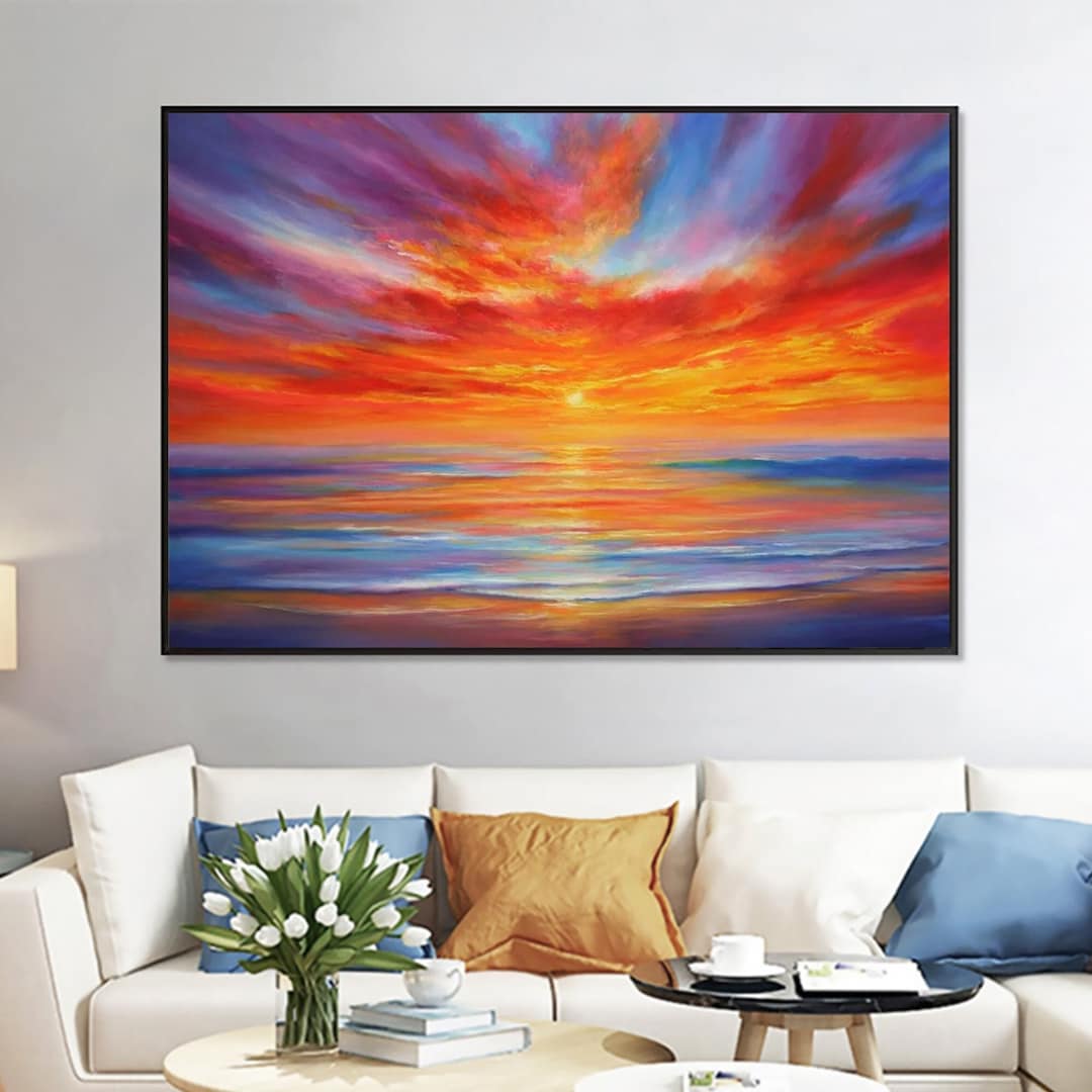 Colorful Abstract Sunset Ocean Landscape Oil Painting on - Etsy