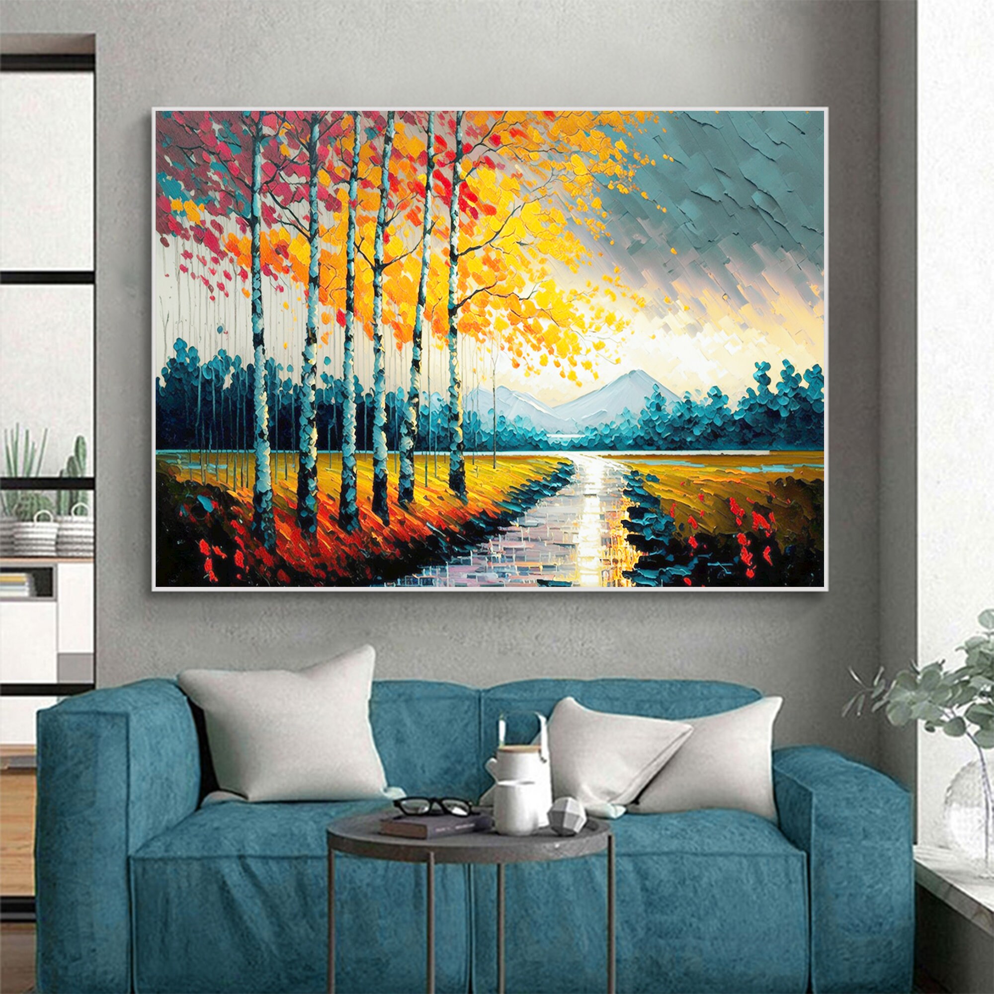 Original Landscape Oil Painting on Canvas Texture Birch Art - Etsy