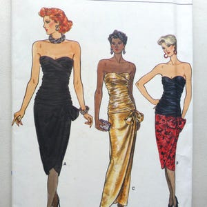 Vogue 9441 Strapless Dress or Gown Pattern: Vintage 1985 Size 8 Uncut