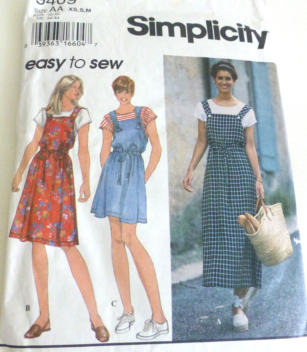 Vintage 90s Simplicity Pattern 9409: Misses Overall Jumper & Knit Top ...