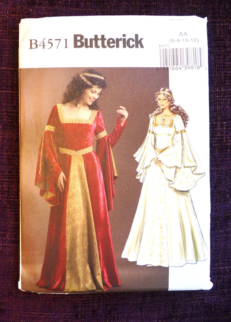 Butterick Patterns Medieval Dress Renaissance Fair Kostuum Naaien Patroon, Veelkleurig, maten 14-20