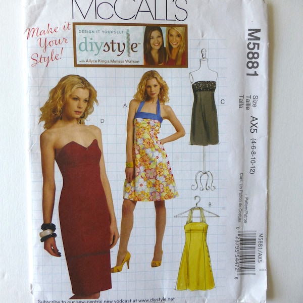 McCall's Sewing Pattern#M5881,Uncut FF, Design It Yourself, Misses Dress with Bodice and Skirt Options,Could Be Formal or Casual, Sizes 4-12