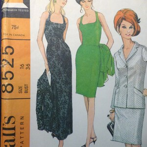 McCall&#39;s Sewing Pattern, Vintage 1966, Classic Dress with Fitted Bodice & Jacket, Two Lengths, Uncut, Bust 36, #8525