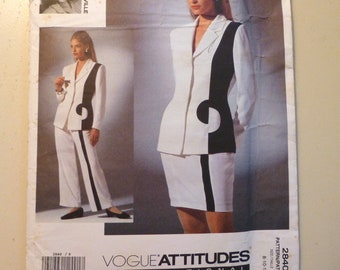 Vogue Sewing Pattern,Designer Myrene DePremonville, Vintage 1992,Jacket, Skirt & Pants with Contemporary Applique, Uncut, Sizes 8-10-12#2840