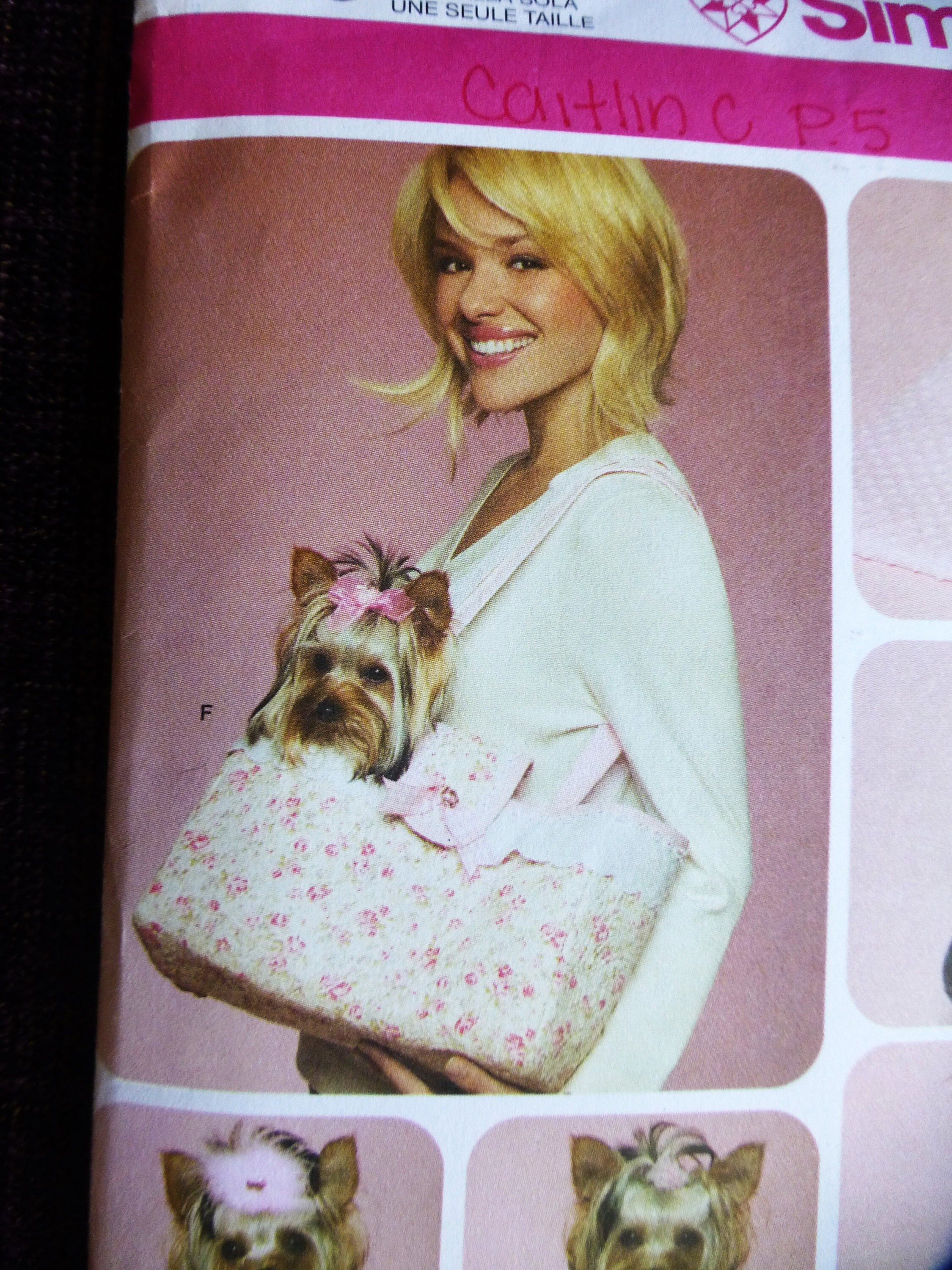 Simplicity Sewing Pattern # 3925, Uncut-FF, "Girly Dog" Clothes and Accessories for Small Dogs, Dresses,Collar, Bed and Carrier Bag,
