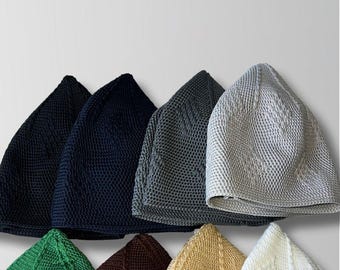 8 stuks islamitische gebreide katoenen herenmuts voor hem, zachte keffi-hoed voor moslims, reisstijl opvouwbare gebedshoed, eid mubarak, keffi-hoed,