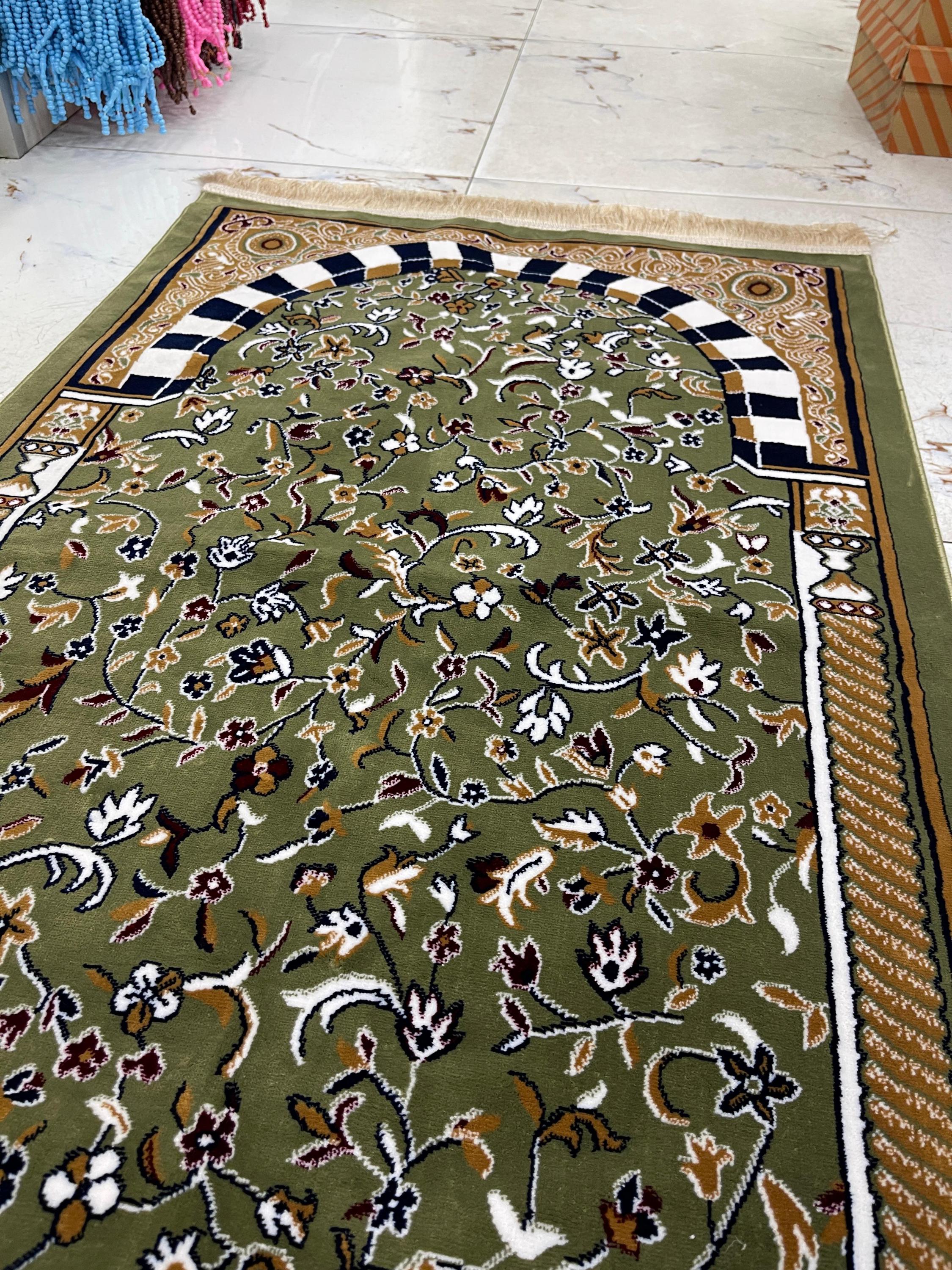 Soft Premium Ravza Patterned Carpet Type Woven Prayer Rug Mat