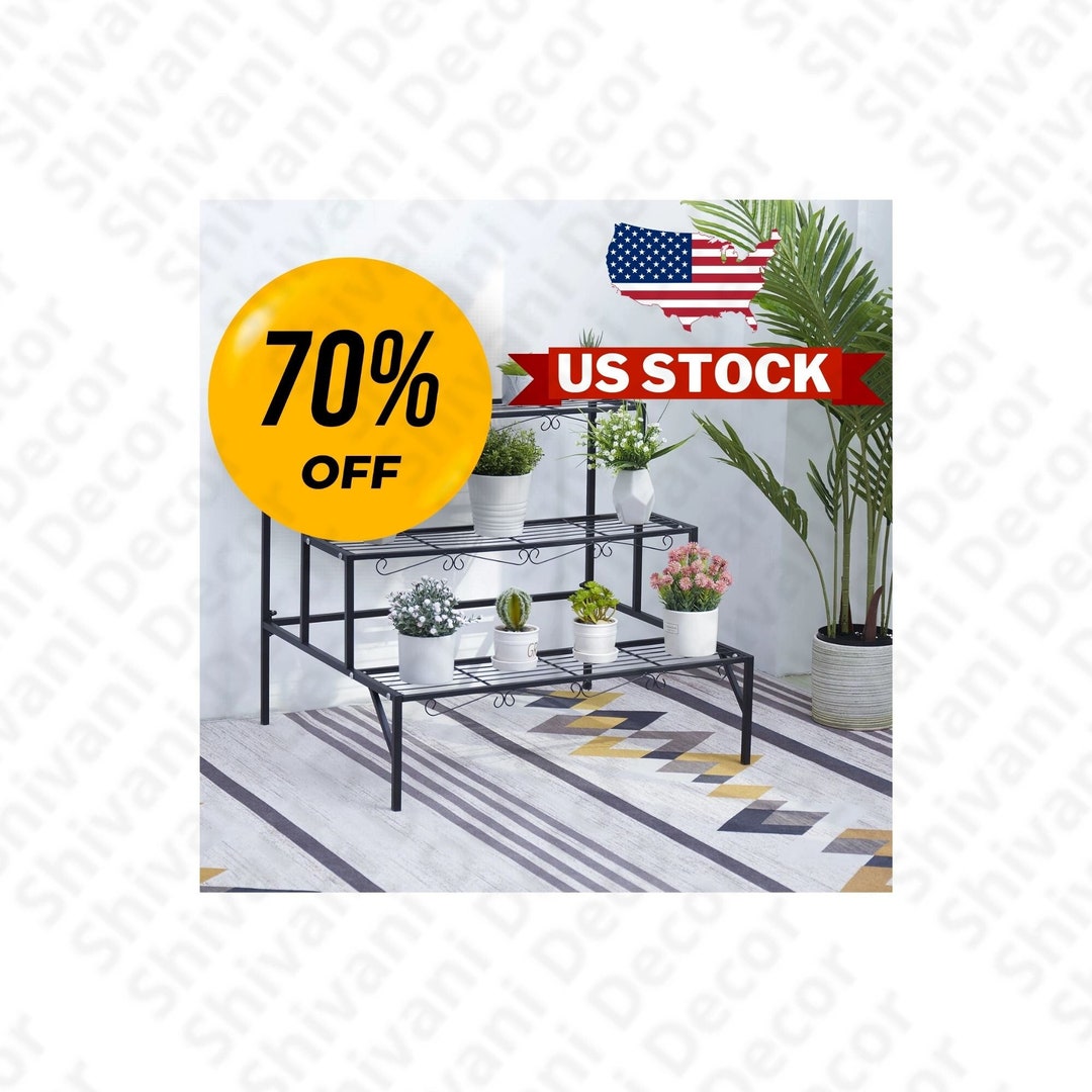 3 Tiered Plant Stand Outdoor Metal Stands for Multiple Plants Etsy