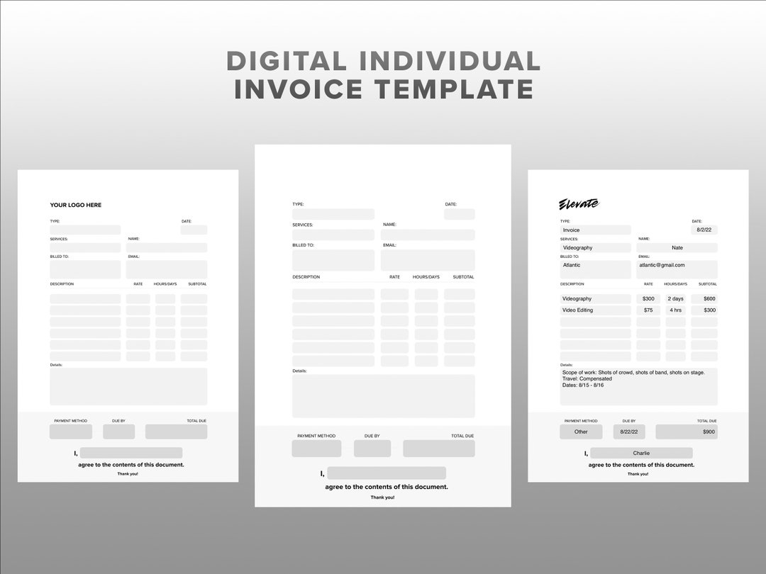 Minimal Invoice Template | Digital Individual Invoice Template