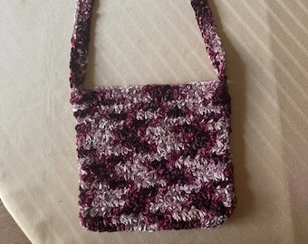 multicolor crochet velvet shoulder bag