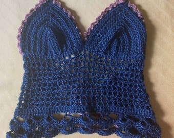 navy crochet halter top