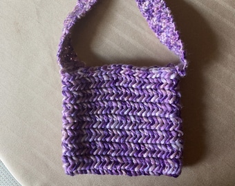 purple crochet shoulder bag