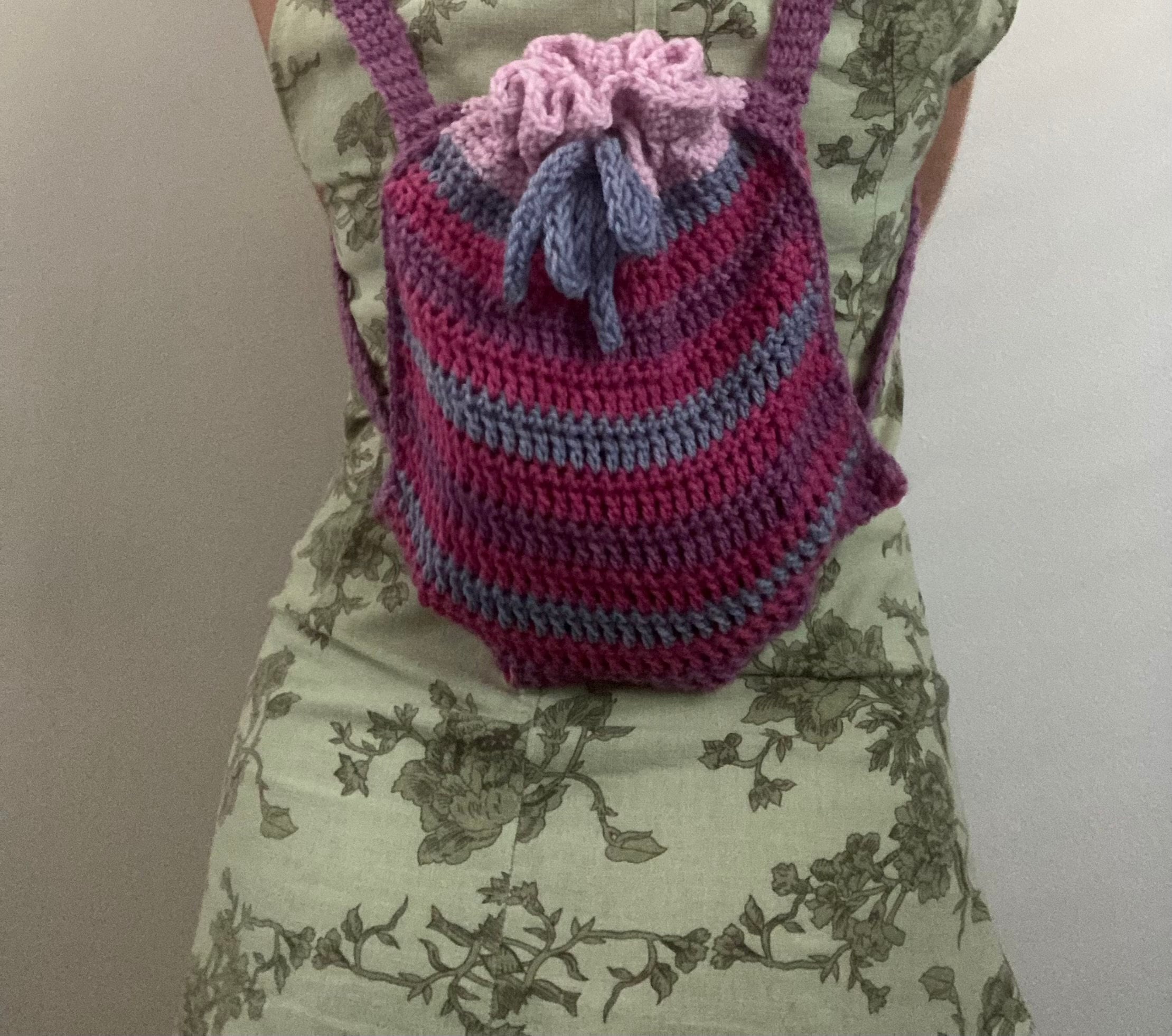 Handmade Crochet Backpack with Multicolor Accents Bohemian Crochet Bag – Crystal Accents, Vibrant, Ethical  main image 4