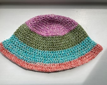 colorful crochet bucket hat