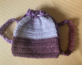 purple crochet backpack