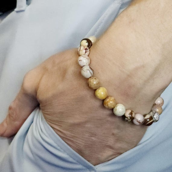 Australian Zebra Jasper Stretch Bracelet | 8mm Genuine Natural Gemstone | Handmade to Order